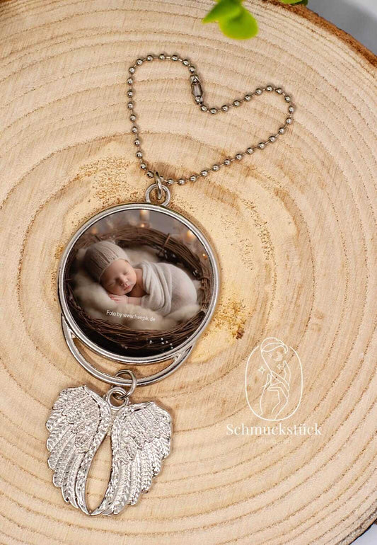 Schlüsselanhänger Flügel mit individuellen Design, eigenen Foto als Erinnerung, Anhänger oder Geschenk, Schmuckstück - einzigartig