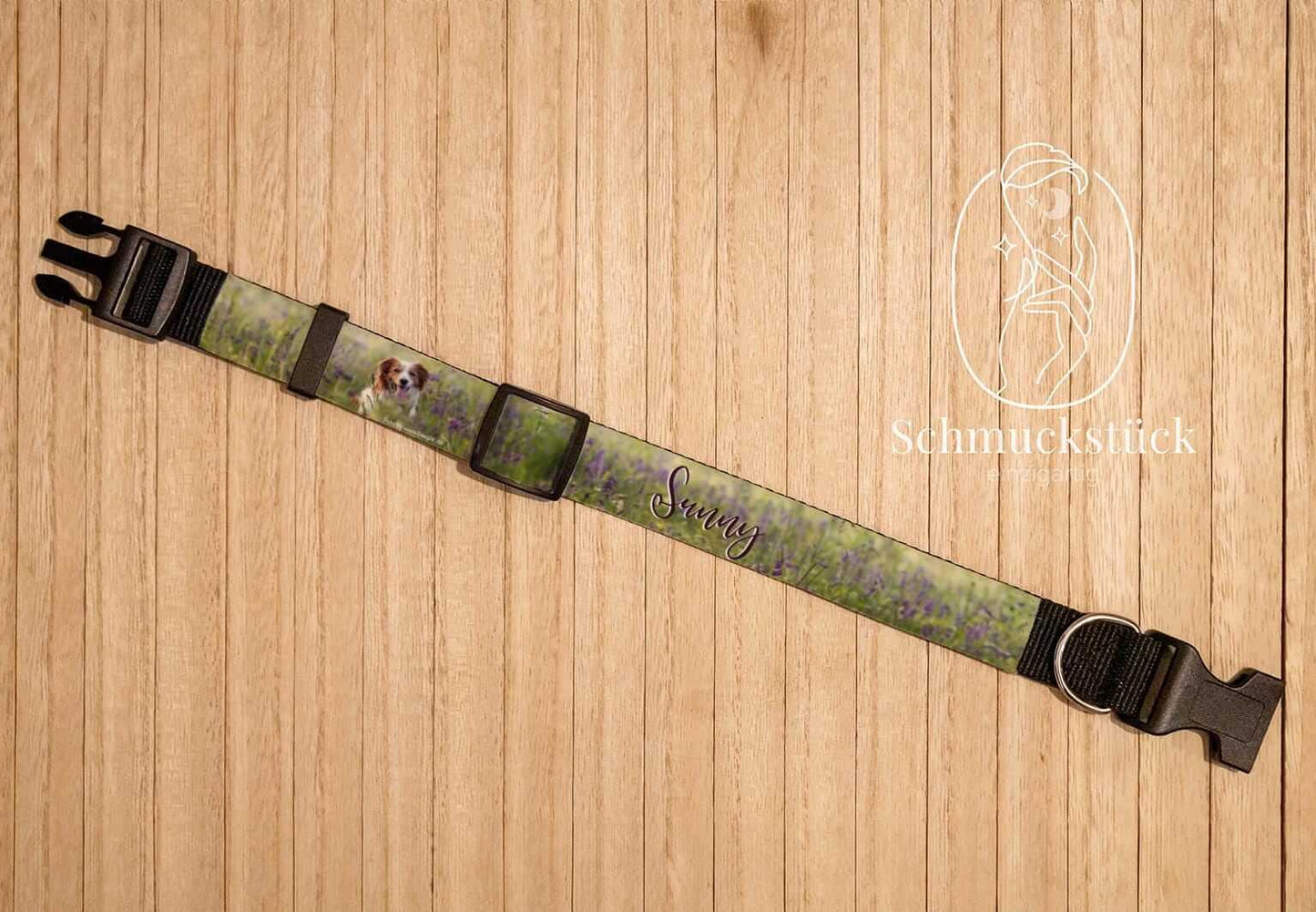 individuell gestaltetes Hundehalsband mit eigenem Foto / Name, Schmuckstück - einzigartig