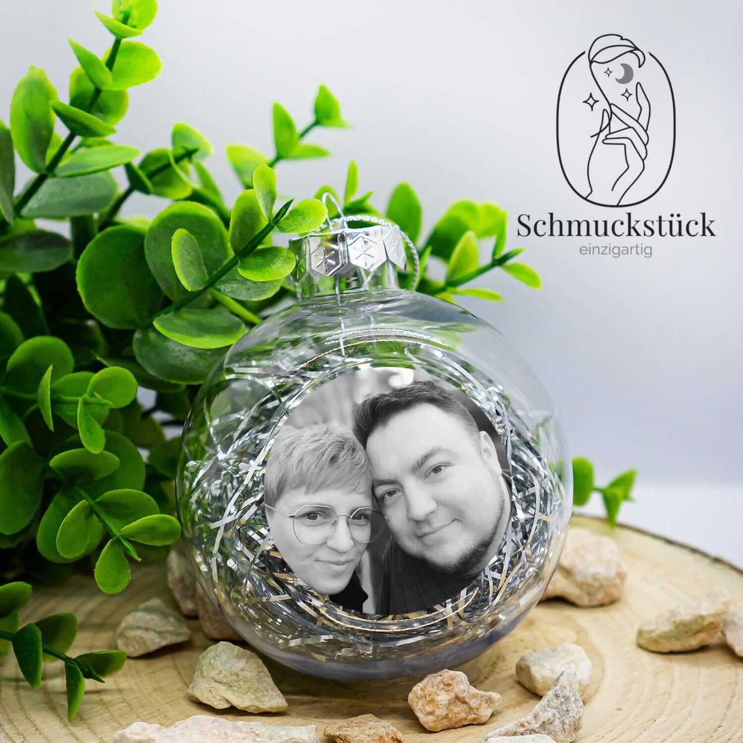 personalisierte Weihnachtsbaumkugel mit eigenem Foto *Lametta-Füllung, Schmuckstück - einzigartig