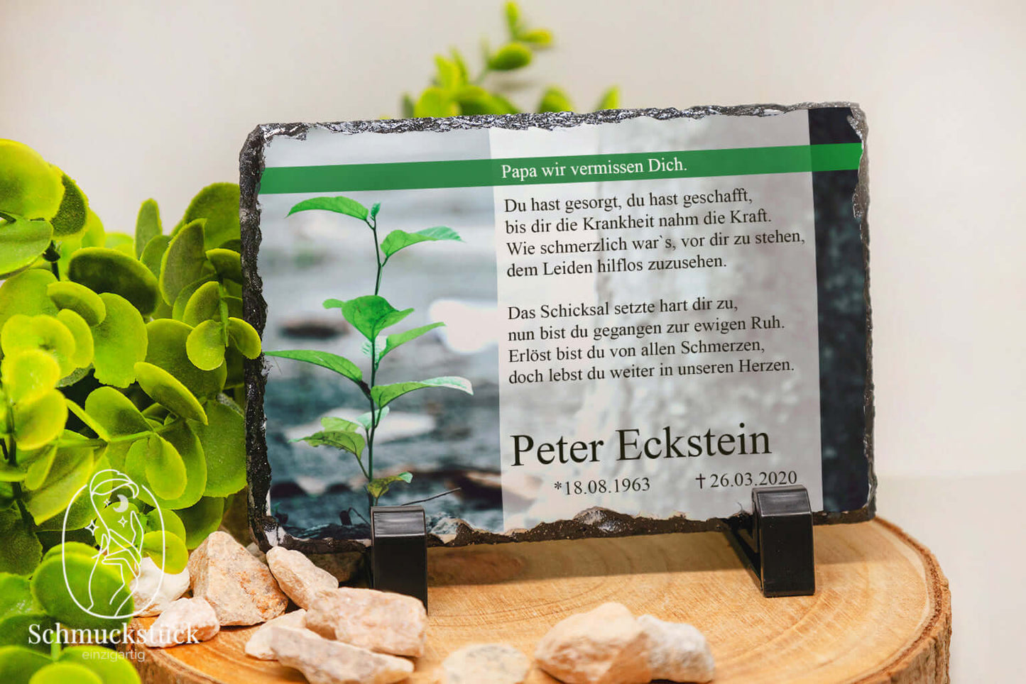 Schiefertafel mit individuellen Aufdruck, Foto als Grabtafel, Erinnerungstafel *10x15 cm, Schmuckstück - einzigartig