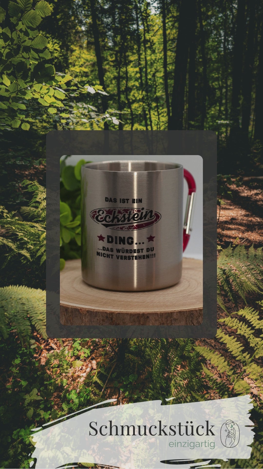 personalisierte Edelstahl Tasse mit Karabinerhenkel *Outdoor, Schmuckstück - einzigartig