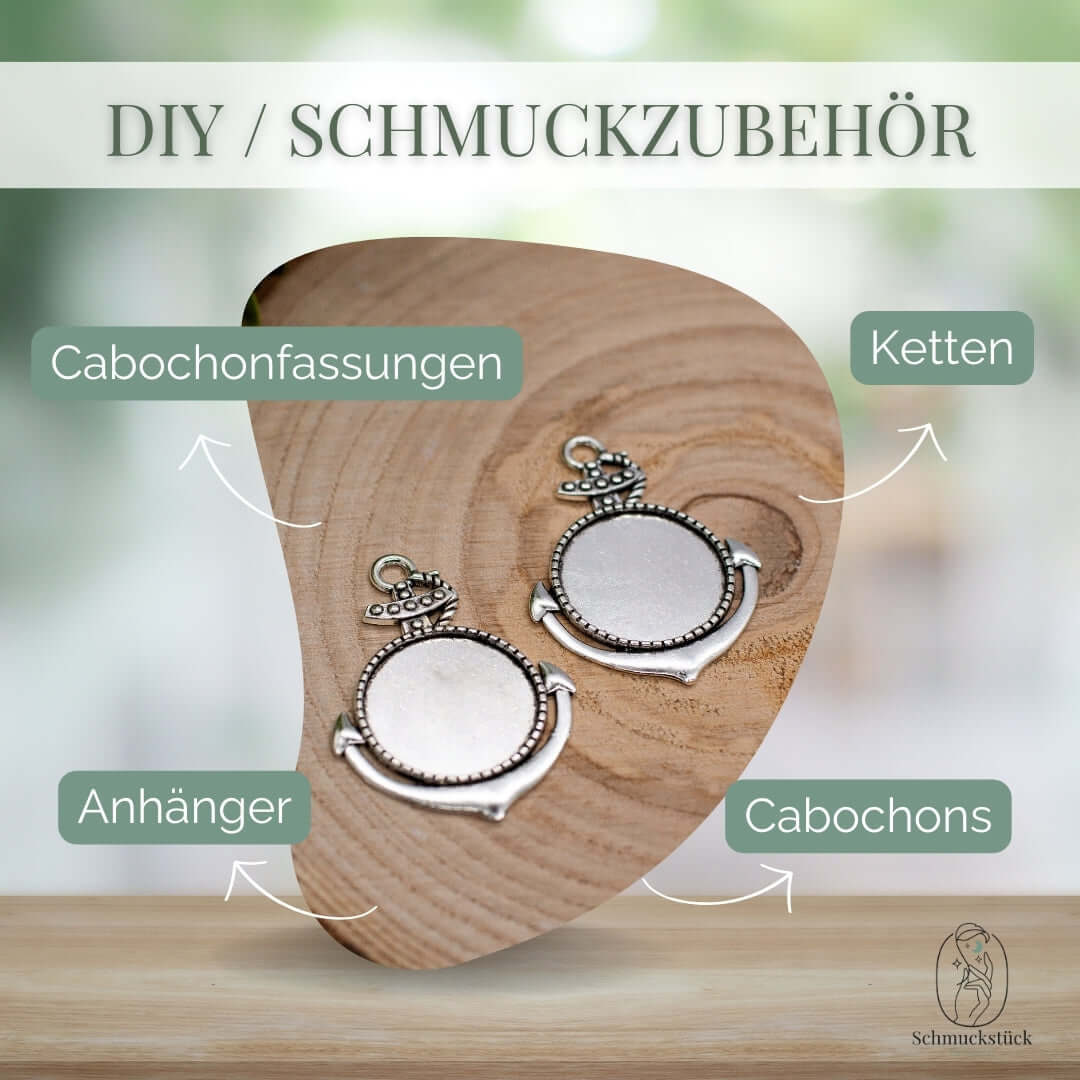 Zwei Ketten Cabochon Fassungen als Anker