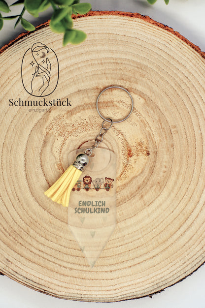 Acryl Schlüsselanhänger mit individuellen Aufdruck für Schulranzen, Schuleinführung, Schulanfang oder Kindergarten