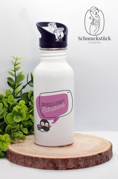personalisierte Trinkflasche mit Foto und Name für Schule, Schuleinführung oder Kindergarten