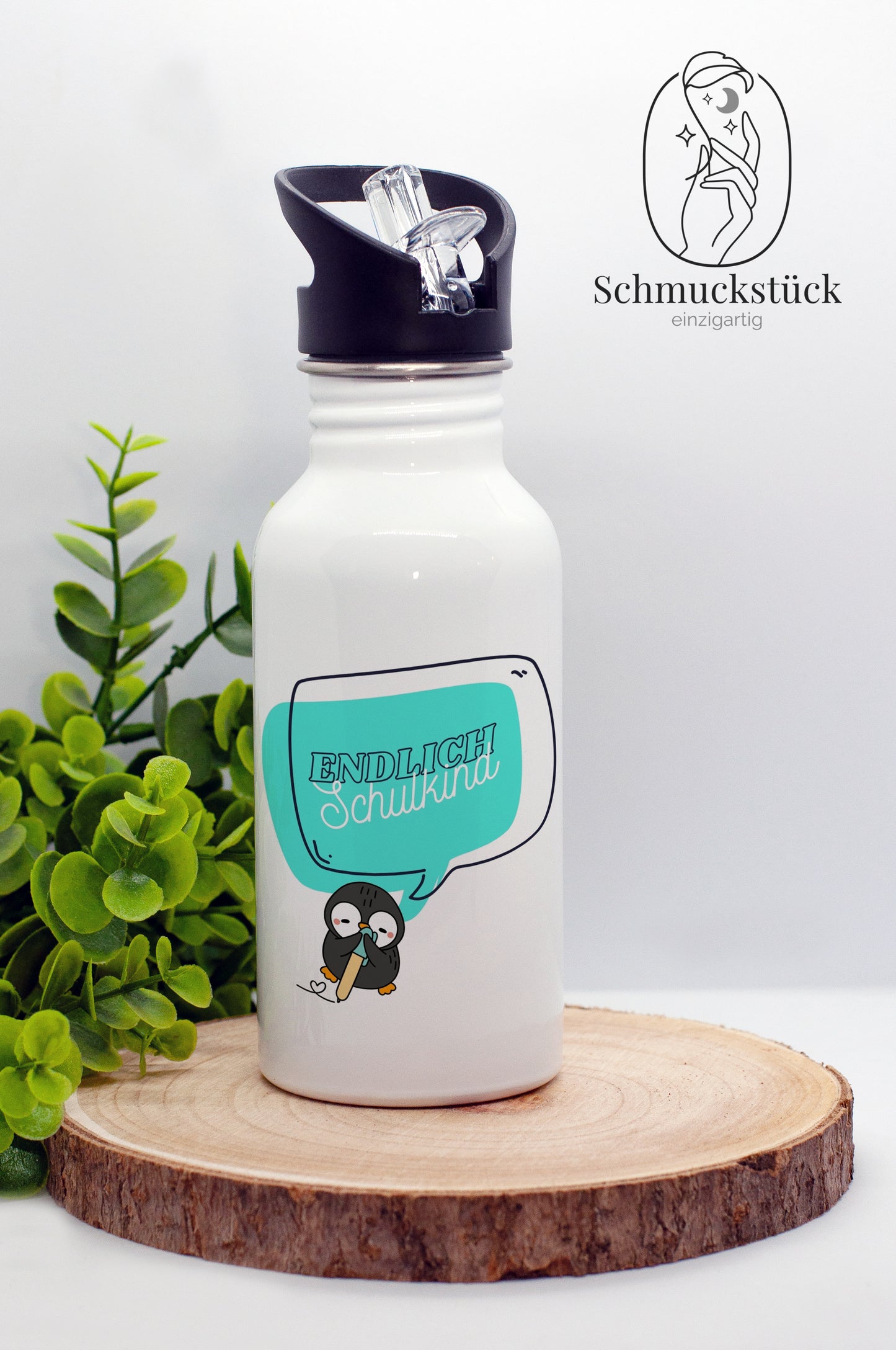 personalisierte Trinkflasche mit Foto und Name für Schule, Schuleinführung oder Kindergarten