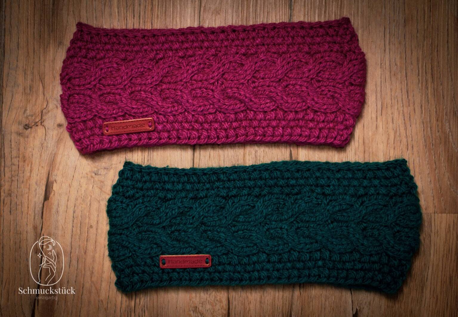 Stirnband Haarband Ohrenwärmer Wolle Strick für Damen mit viel Liebe handgefertigt, Schmuckstück - einzigartig